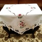 Embroidery Polyester Rose Tablecloth Square Night Stand Side Coffee Table Cover
