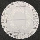 Solid White Wedding Bridal Events Floral Embroidery Fabric 33"" Tablecloth Round