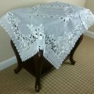 Embroidered Cutwork Sheer Organza 33X33"" Embroidery Tablecloth White With Silver