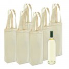 6-Pack Wine Bottle Tote Carrying Bags Cotton Canvas Travel Gift Bag Off-White