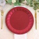 25 Burgundy Metallic Round 12"" Paper Salad Dinner Plates Geometric Design