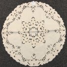 Polyester Beige Ivory Embroidered Cutwork 33"" Fabric Embroidery Tablecloth Round