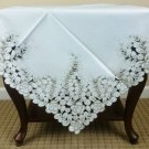Embroidered Peacock Leaves Floral Embroidery Cutwork 33"" Square Tablecloth