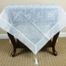 Embroidered Silver Tassel Square Tablecloth White Wedding Bridal Event Decor 33""