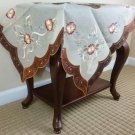 Fall Thanksgiving Embroidered 33"" Square Embroidery Tablecloth Organza Fabric