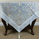 Embroidered Gold Tassel Handmade Rhine Stone Tablecloth 33"" Square Night Stand