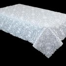 72X144"" White Embroidery Embroidered Polyester Tablecloth Wedding Bridal Party