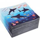 Shark Paper Napkins For Birthday Party Supplies (6.5 X 6.5 Inches 100 Pack)