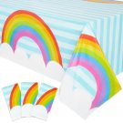 3 Pack Pastel Rainbow Tablecloth For Cloud Birthday Party Decorations 54X108 In