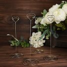 Gold 10 Sign Holders 8"" Heart Place Card Clips Metal Table Number Stands Party