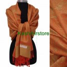 Paisley Pashmina Silk Cashmere Shawl Scarf Stole Wrap Soft Orange/Lime #P304 For Gift