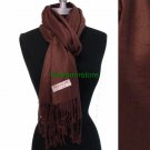 Women Soft Pashmina Cashmere Silk Classic Shawl Scarf Solid Dark Brown #W01 For Gift