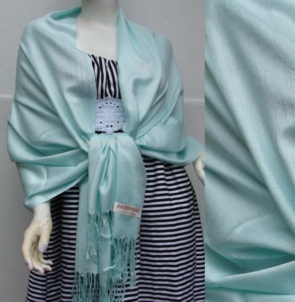 Women'S 100% Pashmina Solid Light Jade Silky Scarf Wrap Stole Cashmere Shawl For Gift
