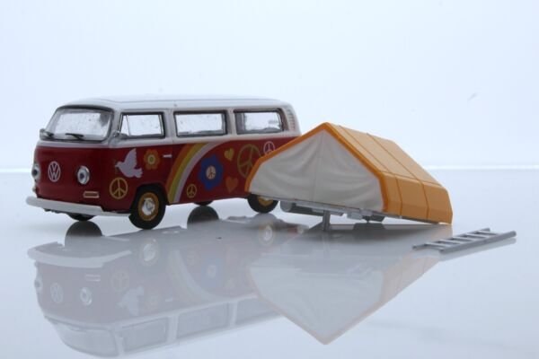 Diecast Volkswagen Type 2 Samba Bus Camper Van Roof Tent Vw 1:64 Scale
