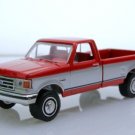 Diecast 1987 Ford F 150 Xl Bricknose Lifted Pickup Truck 1:64 Red Silver