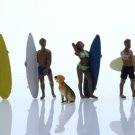 Diecast Surfer Figures 2 Men 2 Women Dog Beach 1:64 Diorama People Set