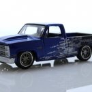 Diecast 1983 Chevy Silverado C10 Custom Blue Square Body Pickup Truck 1:64