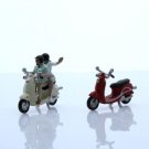 Diecast 2 Scooters Motorcycles 2 Rider Figures 1:64 Scale Diorama Set