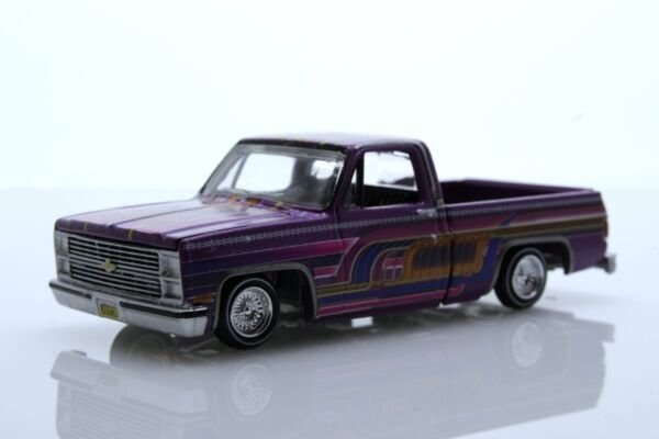 Diecast 1983 Chevy Silverado C 10 Lowered Square Body Truck 1:64 Purple