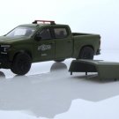 Diecast 2021 Chevy Silverado 1500 Pickup Truck Carabineros De Chile Military Matte Green