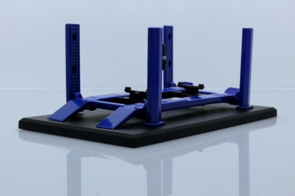 Diecast Blue Four Post Car Lift 164 Scale Working Auto Repair Shop Diorama