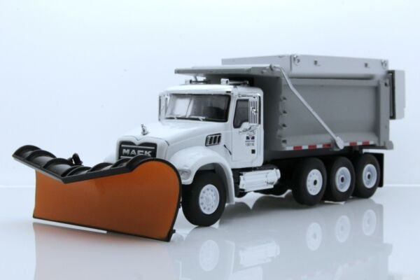 Diecast 2019 Mack Granite Snow Plow Salt Spreader Dump Truck 1:64 Scale