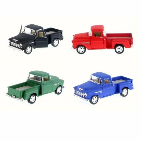 Diecast 4Pc Set 5" 1955 Chevy Stepside 3100 Pickup Truck 1:32 Matte