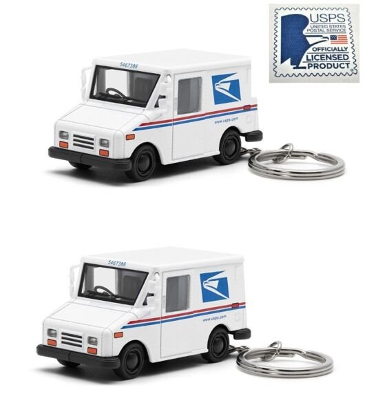 Diecast 2Pcs 2.5" Usps Llv United States Postal Service Mail Truck 1:72 Keychain