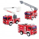 Diecast 3Pc Set 7" Friction Power Fire Truck Firefighter Rescue Light Sound Kids