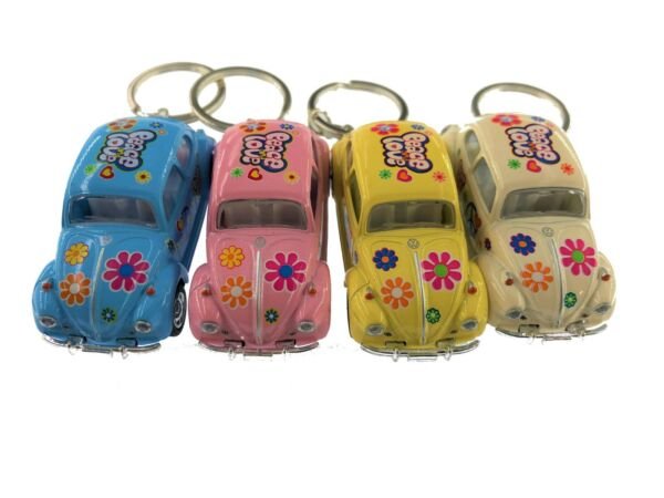 Diecast 4Pc Set 2.5" 1967 Vw Beetle Pastel Decal Keychain 1:64