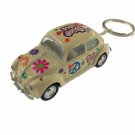 Diecast 2.5" 1967 Vw Beetle Pastel Decal Keychain Car 1:64 Cream