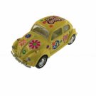 Diecast 2.5" 1967 Vw Beetle Pastel Decal Car 1:64 Yellow