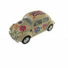 Diecast 2.5" 1967 Vw Beetle Pastel Decal Car 1:64 Cream