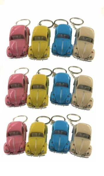 Diecast 12Pc Box 2.5" 1967 Vw Beetle Pastel Keychain Car 1:64