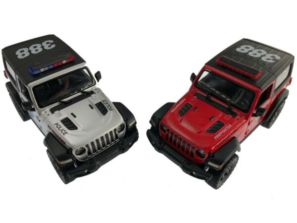 Diecast 2Pc Set 5" 2018 Jeep Wrangler Rubicon Police/Fire Suv 1:34