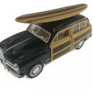 Diecast 5" 1949 Ford Woody Wagon With Surfboard Car 1:40 Black