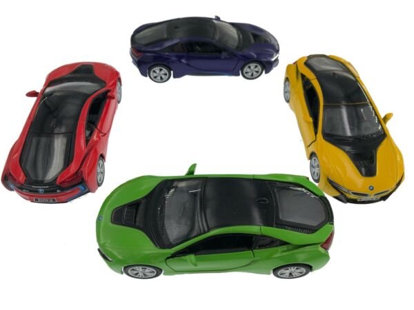 Diecast 4Pc Set 5" Bmw I8 2 Door Coupe Car Pull Action 1:36