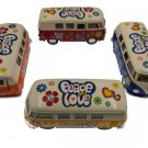 Diecast 4Pc Set 5" Vw 1962 Volkswagen Bus Van Ivory Top Decal 1:32