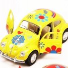 Diecast 5" 1967 Volkswagen Beetle Flowers Decal 1:32 Yellow