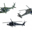 Diecast 3Pc Set 8" Black Hawk Helicopter Army Military Airplane