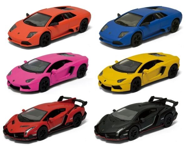 Diecast 6Pc Set 5" Matte Lamborghini Veneno Aventador Murcielago Car