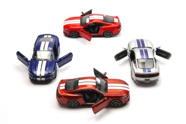 Diecast 4 Pc Set 5" 2015 Ford Mustang Gt Stripe Car 1:38