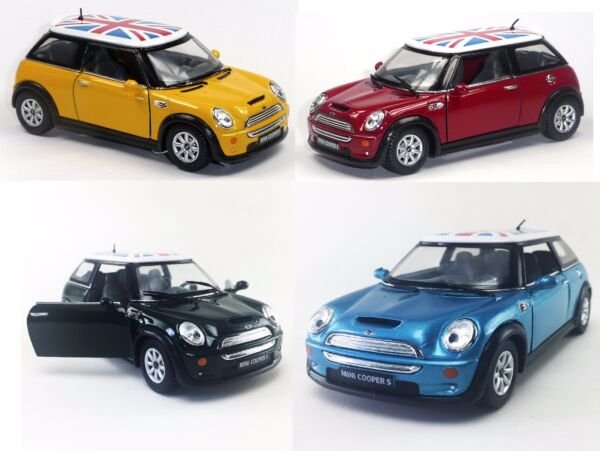Diecast 4 Pc Set 5" Mini Cooper S British Flag 1:28