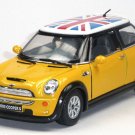 Diecast 5" Mini Cooper S British Flag 1:28 Yellow