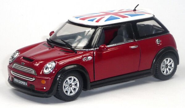 Diecast 5" Mini Cooper S British Flag 1:28 Red