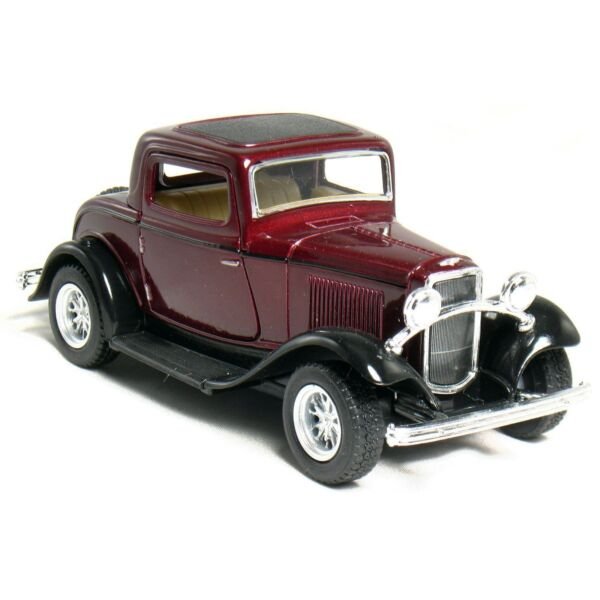 Diecast 5" 1932 Ford 3 Window Coupe Car 1:34 Maroon