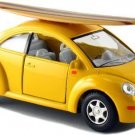 Diecast 5" Volkswagen Beetle With Surfboard 1:32 Vw Yellow