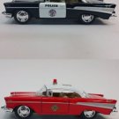 Diecast 2 Pc Set 5" 1957 Chevrolet Bel Air Police Fire 1:40