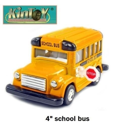 Diecast Brand 4" Kin School Bus Pull Action Play Fun
