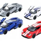 Diecast Set Of 4 5" 2017 Ford Gt W Stripes 1:38 Car